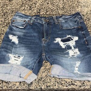 American Eagle Outfitters Ripped Blue Jean Shorts